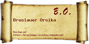 Breslauer Orsika névjegykártya